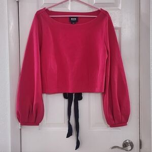 ​Maeve by Anthropologie Lace-Up Corset Back Crop Sweatshirt - Fuchsia